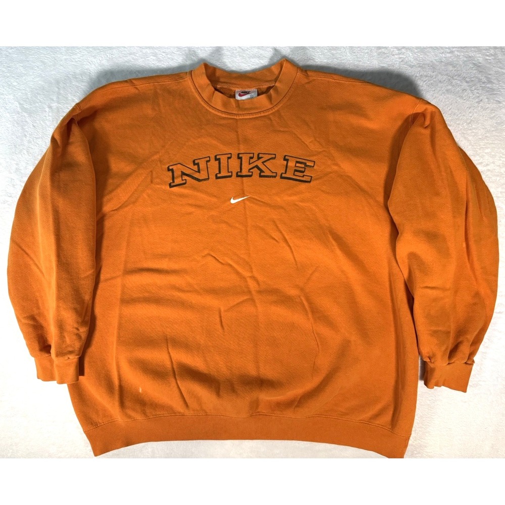 VTG 90s Nike Center‎ Swoosh Spell Out Crewneck Sweatshirt Size XXL Made In USA